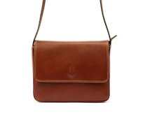 Hnědá pevná kožená crossbody kabelka Florence 66 hnědá, kůže