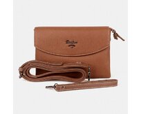 Tříoddílová hnědá crossbody kabelka (psaníčko) David Jones CM4028 hnědá, syntetická kůže