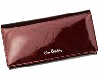 Tmavěčervená lesklá kožená peněženka Pierre Cardin LEAF 100 červená, kůže