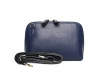 Malá pevná tmavěmodrá kožená crossbody kabelka Vera Pelle no. 75 modrá, kůže