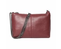 Malá tmavěčervená kožená kabelka na rameno/do ruky/crossbody Vera Pelle no. 32 červená, kůže