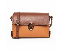 Malá hnědá pevná kožená kabelka na rameno/crossbody Vera Pelle 331 hnědá, kůže