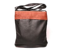 Středně velká černo-hnědá kožená crossbody kabelka CiNiNO no. 1465 černá, kůže