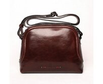 Luxusní tmavěhnědá kožená crossbody kabelka Gianni Conti 257 hnědá, kůže