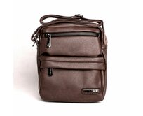 Tmavěhnědá pevnější crossbody taška Antonio Basile no. 17 hnědá, syntetická kůže