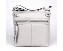 Malá kožená šedá crossbody kabelka Vera Pelle no. 60 šedá, kůže