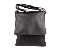 Tmavěhnědá středně velká kožená crossbody kabelka no. 88 hnědá, kůže