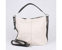 Kožená béžovo-černá kabelka na rameno i crossbody 7733 béžová, kůže