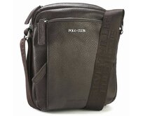 Pánská kožená tmavěhnědá crossbody taška Polo Club no. 327 hnědá, kůže