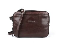 Luxusní tmavěhnědá dámská kožená crossbody kabelka Marta Ponti no. 8 hnědá, kůže