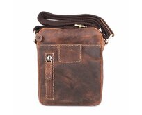 Malá hnědá pánská kožená crossbody taška HGL no. 621 hnědá, kůže