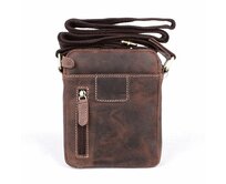 Malá tmavěhnědá kožená crossbody taška HGL no. 621 hnědá, kůže