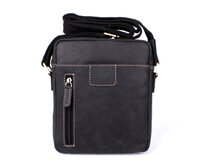 Středně velká černá kožená crossbody taška HGL no. 622 černá, kůže