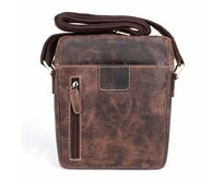 Středně velká tmavěhnědá kožená crossbody taška HGL no. 622 hnědá, kůže