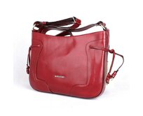 Středně velká luxusní dámská tmavěčervená crossbody kabelka Marta Ponti 6195 červená, kůže