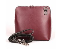 Vínová-černá malá kožená crossbody kabelka no. 55 červená, kůže