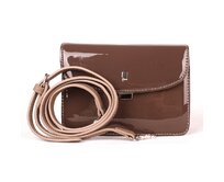 Pětiddílová malá pevná lesklá hnědá crossbody kabelka David Jones CM4024 hnědá, syntetická kůže