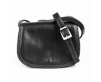 Černá malá lovecká kožená crossbody kabelka no. 46 černá, kůže