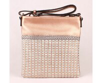 Zlatorůžová středně velká proplétaná crossbody kabelka David Jones 6011-1 růžová, syntetická kůže