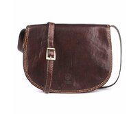 Tmavěhnědá velká kožená crossbody kabelka MAX hnědá, kůže