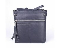 Malá kožená tmavěmodrá crossbody kabelka Vera Pelle no. 60 hnědá, kůže