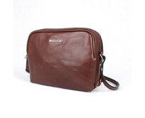 Tříoddílová luxusní hnědá dámská kožená crossbody kabelka Marta Ponti no. 17 hnědá, kůže