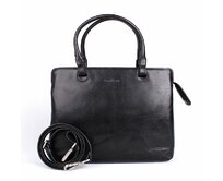 Střední elegantní černá kožená kabelka do ruky Gianni Conti 661 černá, kůže