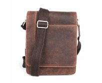 Středně velká hnědá kožená crossbody taška HGL no. 6025 hnědá, kůže