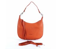 Středně velká oranžovo-hnědá kabelka na rameno/crossbody David Jones 6901-2 oranžová, koženka, polyester