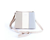 Tříoddílová světlešedá crossbody kabelka David Jones 6939-1 světlerůžová, syntetická kůže