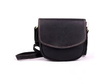 Černá pevná kožená crossbody kabelka HGL no. 962 černá, kůže