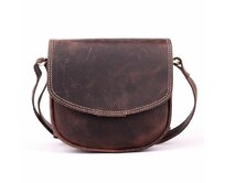 Hnědá pevná kožená crossbody kabelka HGL no. 962 hnědá, kůže