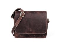 Hnědá pevná kožená crossbody kabelka HGL no. 963 hnědá, kůže