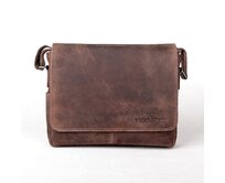 Středně velká kožená hladká hnědá crossbody taška GreenWood no. 113 tmavěhnědá, kůže