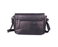 Středně velká kožená hladká černá crossbody taška GreenWood no. 396677 černá, kůže