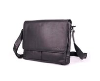 Dvouddílová velká kožená černá crossbody taška GreenWood no. 117 černá, kůže