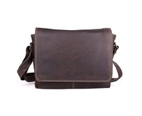 Středně velká kožená hladká tmavěhnědá crossbody taška GreenWood no. 113 tmavěhnědá, kůže