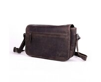 Středně velká kožená hladká tmavěhnědá crossbody taška GreenWood no. 396677 tmavěhnědá, kůže