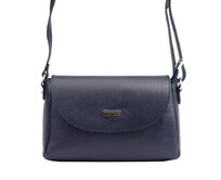 Malá kožená tmavěmodrá crossbody kabelka Mia More no. 018 modrá, kůže