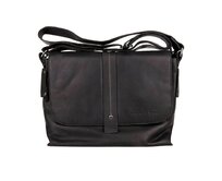 Středně velká kožená hladká černá crossbody taška GreenWood no. 4956 černá, kůže