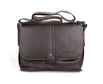 Středně velká kožená hladká tmavěhnědá crossbody taška GreenWood no. 4956 tmavěhnědá, kůže