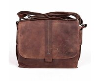 Středně velká kožená hladká hnědá crossbody taška GreenWood no. 4956 hnědá, kůže