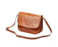 Lovecká hnědá středně velká kožená crossbody kabelka Florence no. 13 hnědá, kůže