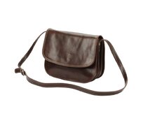 Lovecká tmavěhnědá středně velká kožená crossbody kabelka Florence no. 13 tmavěhnědá, kůže