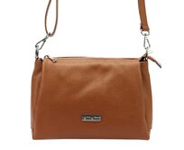 Malá/střední tříoddílová kožená hnědá crossbody kabelka Mia More no. 002 hnědá, kůže