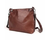 Luxusní hnědo-tmavěhnědá dámská kožená crossbody kabelka Marta Ponti 6019 hnědá, kůže