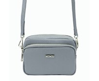 Malá kožená šedá crossbody kabelka Mia More no. 062 šedá, kůže