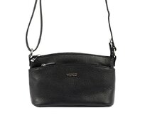 Tříoodílová malá kožená černá crossbody kabelka Mia More no. 013 černá, kůže