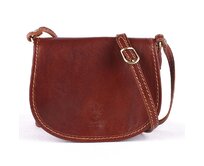 Hnědá malá kožená crossbody kabelka MINI hnědá, kůže