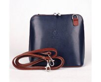 Modro-hnědá malá kožená crossbody kabelka no. 55 modrá, kůže